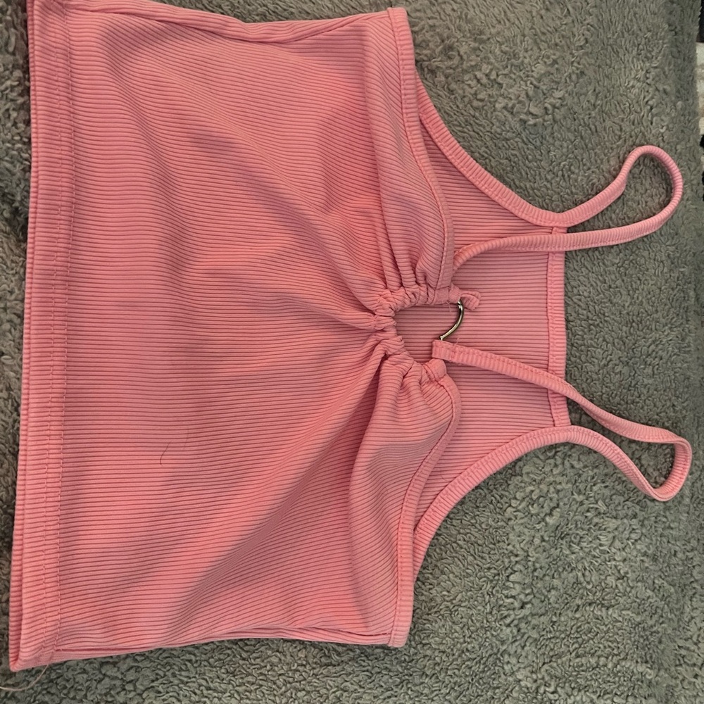 Pink Ribbed Crop Top